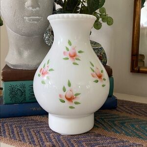 Vintage Hand Painted Milk Glass Hurricane Lamp Shade